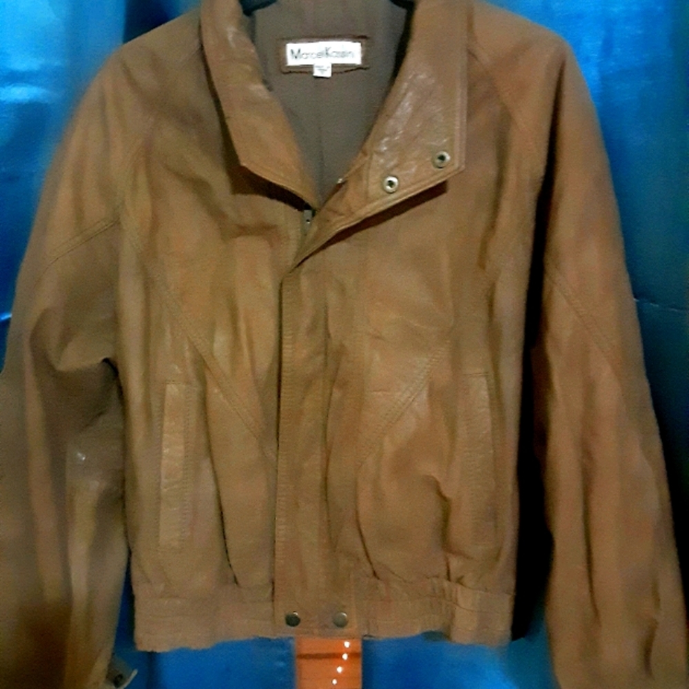 Mens leather bomber jacket